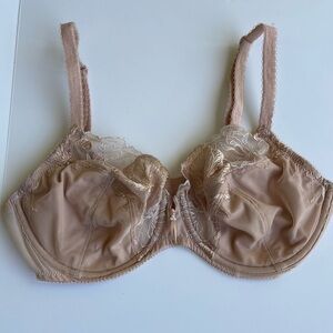 Wacoal 34D In Bloom Full Figure Underwire Bra Floral Embroidery Pearls Mesh